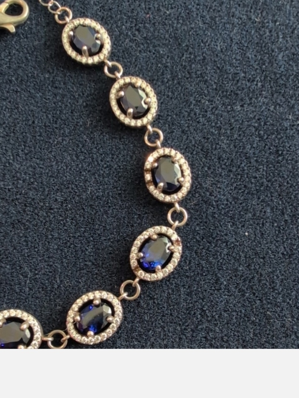 BLUE Sapphire Tennis Bracelet 925 Sterling Silver Bracelet Diamond Chip - Picture 16 of 16